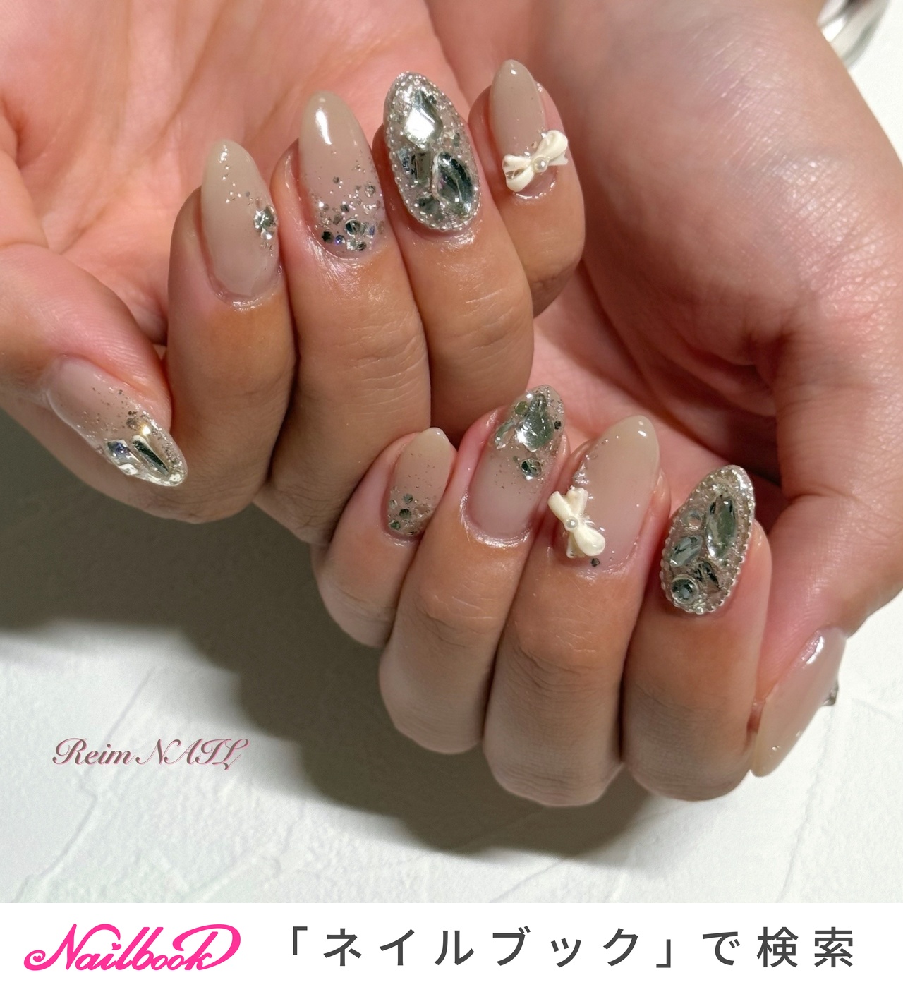 リボン/#ストーン埋め尽くしのネイルデザイン｜ネイルブック