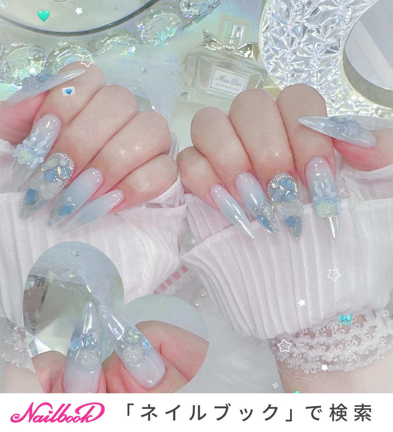 水色/ワンホンネイルのネイルデザイン｜ネイルブック