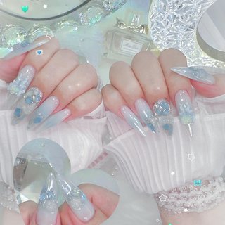 水色/ワンホンネイルのネイルデザイン｜ネイルブック