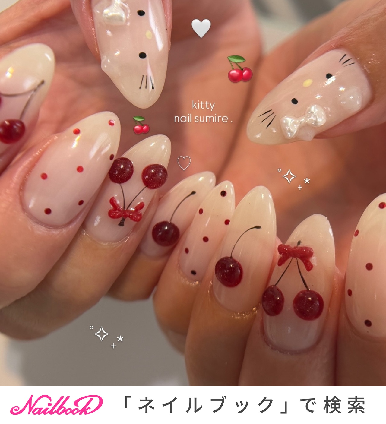 ドット(水玉)/さくらんぼネイルのネイルデザイン｜ネイルブック