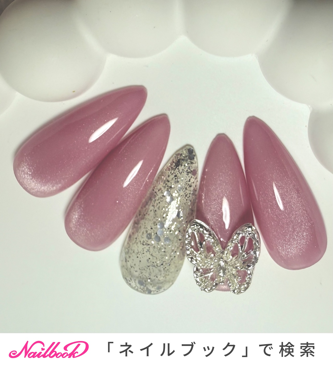 蝶々/ピンク/ネイルチップのネイルデザイン｜ネイルブック