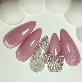蝶々/ピンク/ネイルチップのネイルデザイン｜ネイルブック