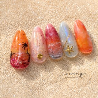 夏/シェル/ニュアンスのネイルデザイン｜ネイルブック