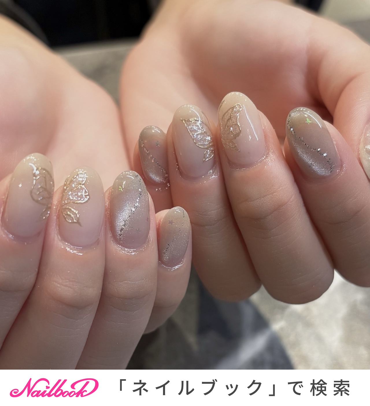 ミラーネイル(ミラー)/#蝶々のネイルデザイン｜ネイルブック