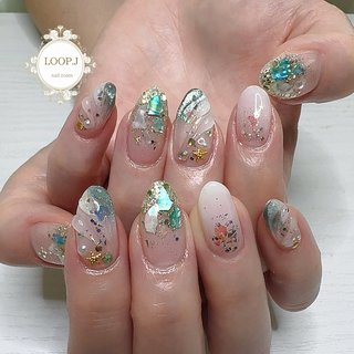 マグネット/ターコイズ/ゴールドのネイルデザイン｜ネイルブック
