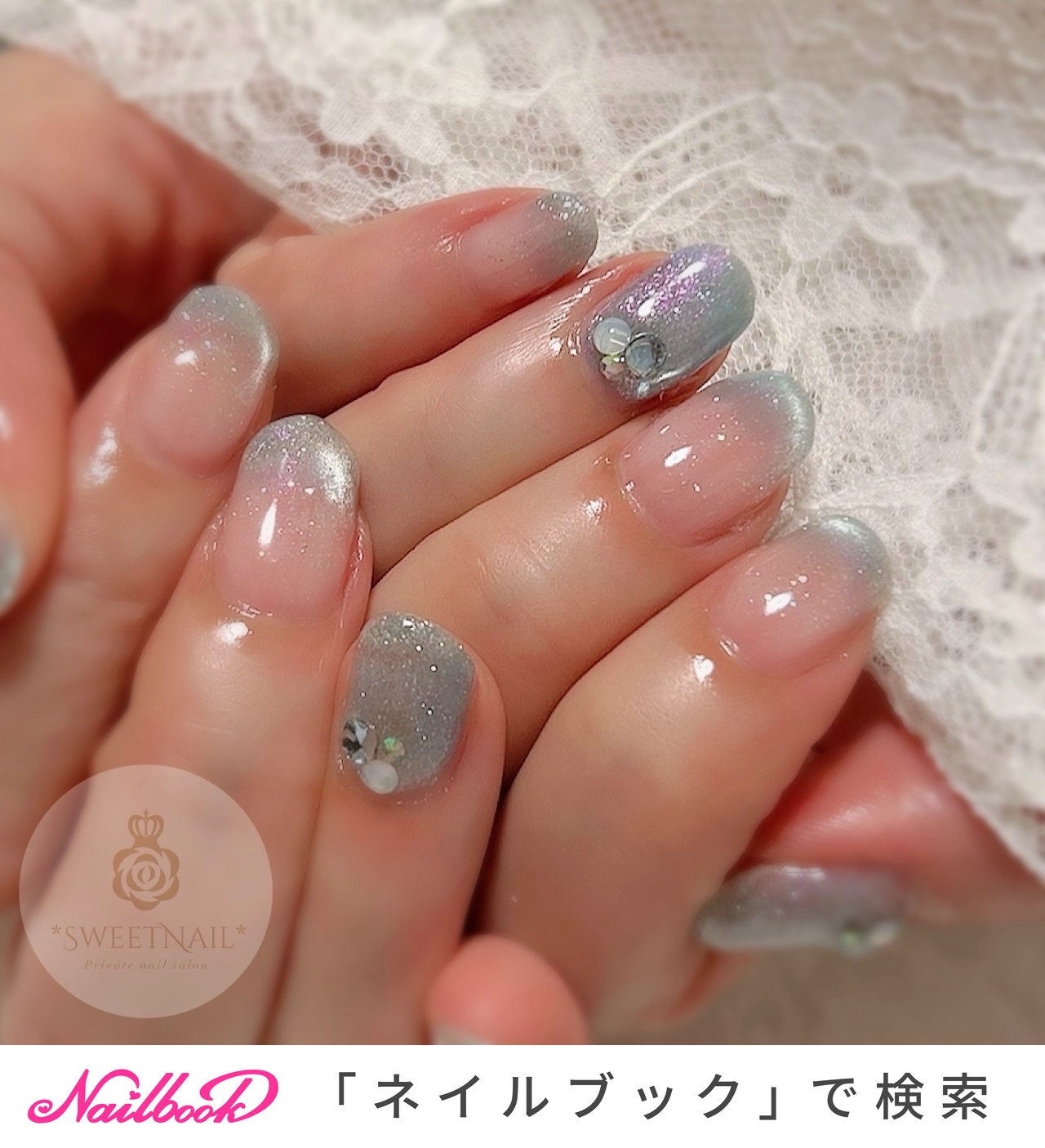 オフィス/シンプル/シルバーのネイルデザイン｜ネイルブック