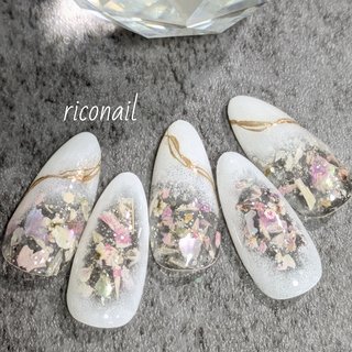 ミラー/押し花のネイルデザイン｜ネイルブック