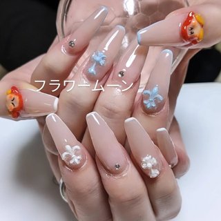 ハンド/ニュアンス/ロング/カラフル/スカルプチュア - flowermoon_eimi