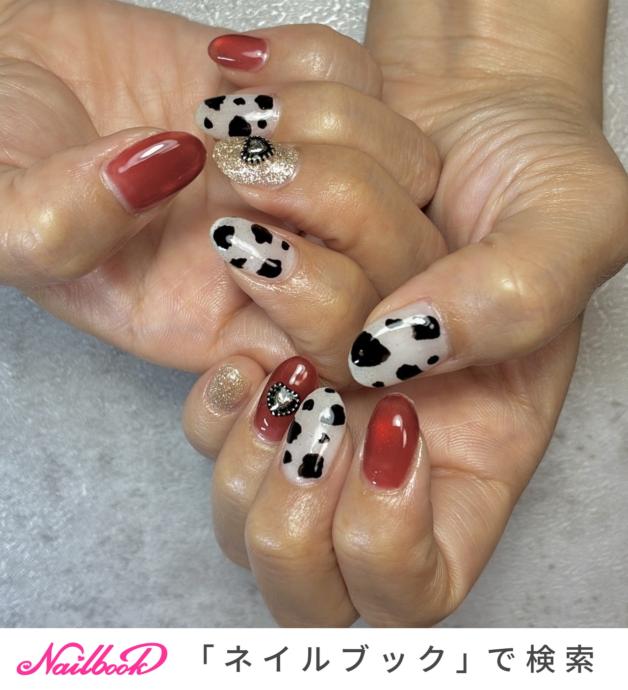 牛柄のネイルデザイン｜ネイルブック