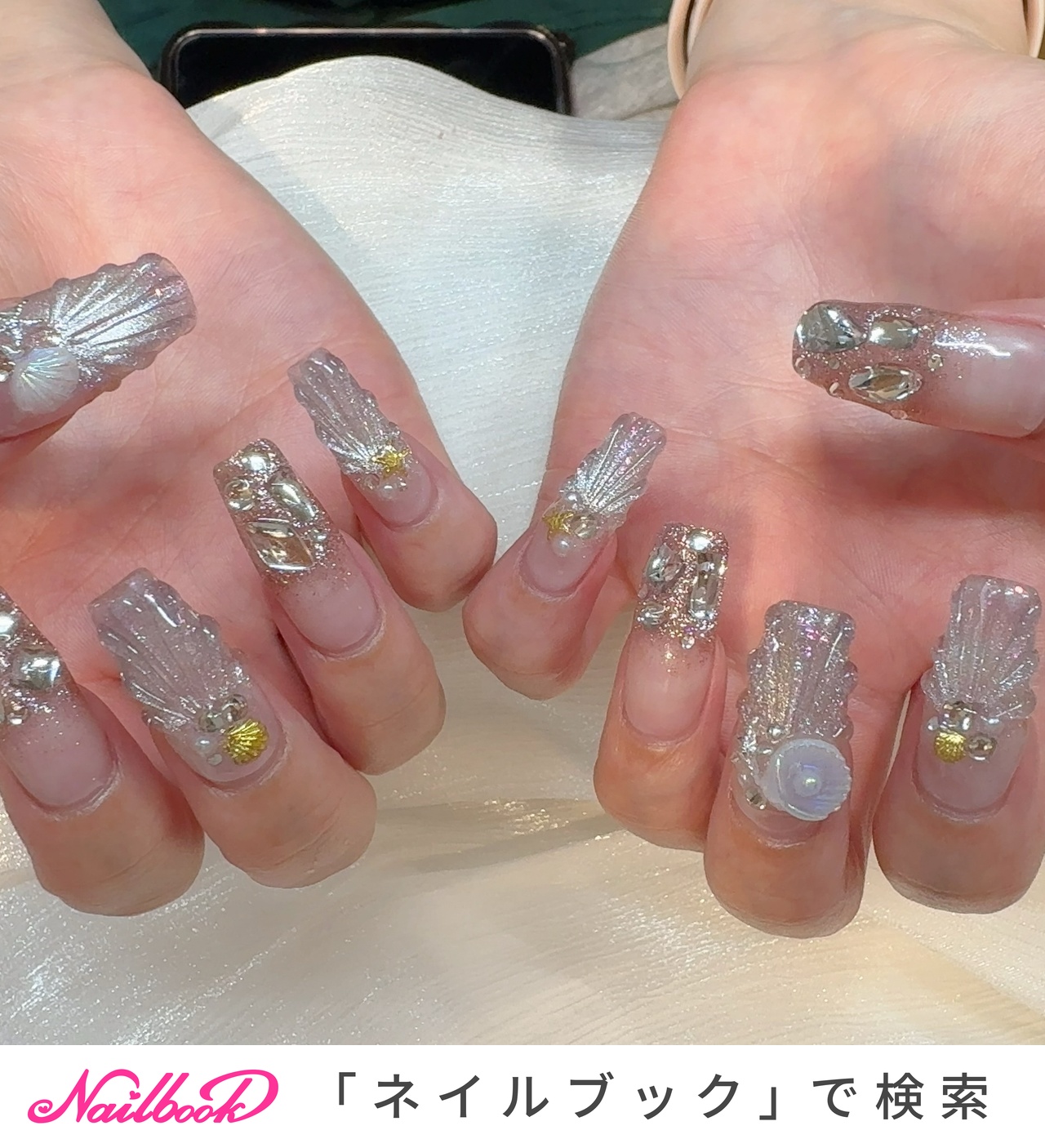 貝殻パーツのネイルデザイン｜ネイルブック
