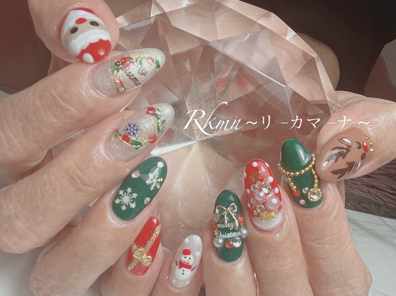 クリスマス/ハンド/雪の結晶/ミディアム/オーバル - Rkmn ~リ-カ❁マ 