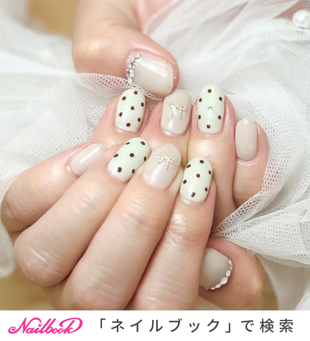 ドット(水玉)/リボンネイルのネイルデザイン｜ネイルブック
