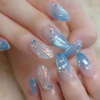 マグネット/水色のネイルデザイン｜ネイルブック