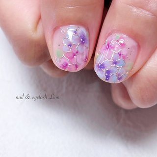 春/ハンド/ニュアンス/マグネット/ミディアム - lionnail_yoshinoの