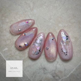 【カラー変更無料】ネイルチップ　オーダー　付け爪　シェルネイル　ちゅるんネイル ちゅるん/ジェルネイル/ネイルチップのネイルデザイン｜ネイルブック