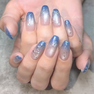 グラデーション/星/ブルーのネイルデザイン｜ネイルブック