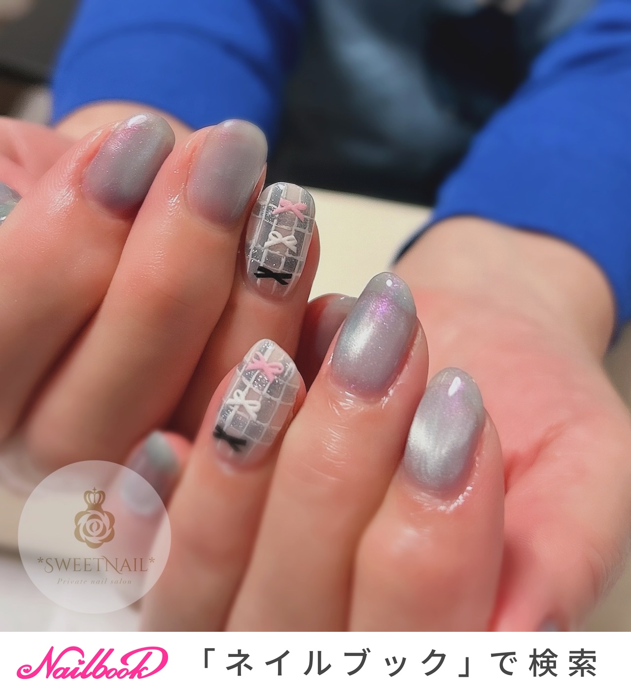 チェック/リボンのネイルデザイン｜ネイルブック