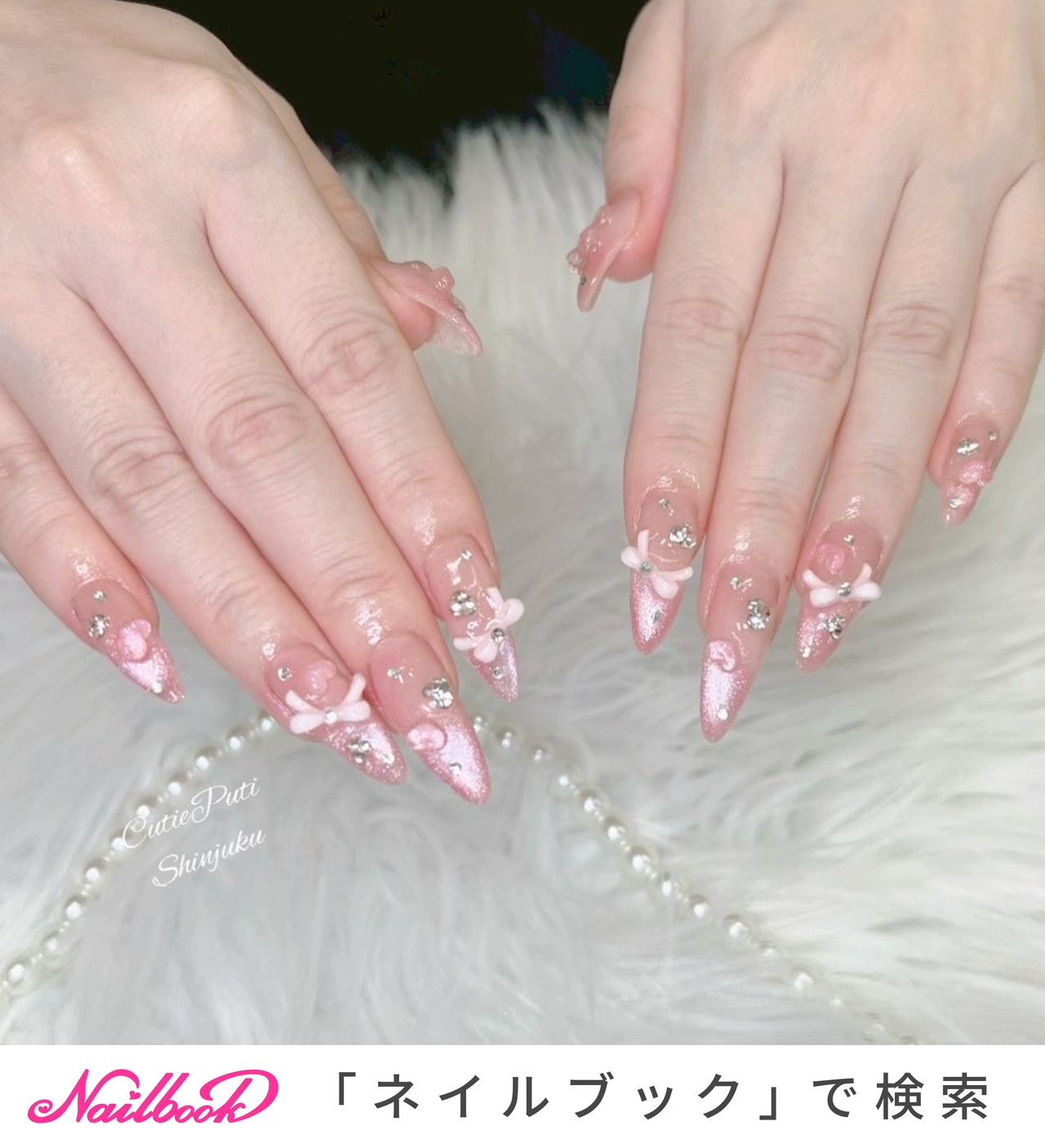 リボン/ワンホンネイルのネイルデザイン｜ネイルブック