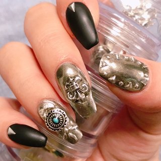 人気順｜シルバー/セルフネイル/クロムハーツのネイルデザイン｜ネイル