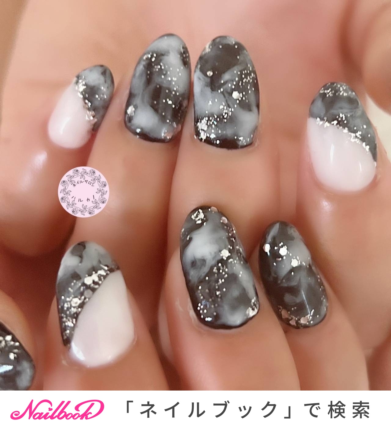 ポイント/シルバー/かっこいいのネイルデザイン｜ネイルブック