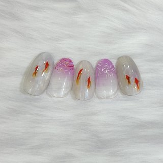 夏/七夕/浴衣/シースルー/水滴 - happy_nailのネイルデザイン[No