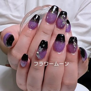 ラメ/パープル/ブラックのネイルデザイン｜ネイルブック