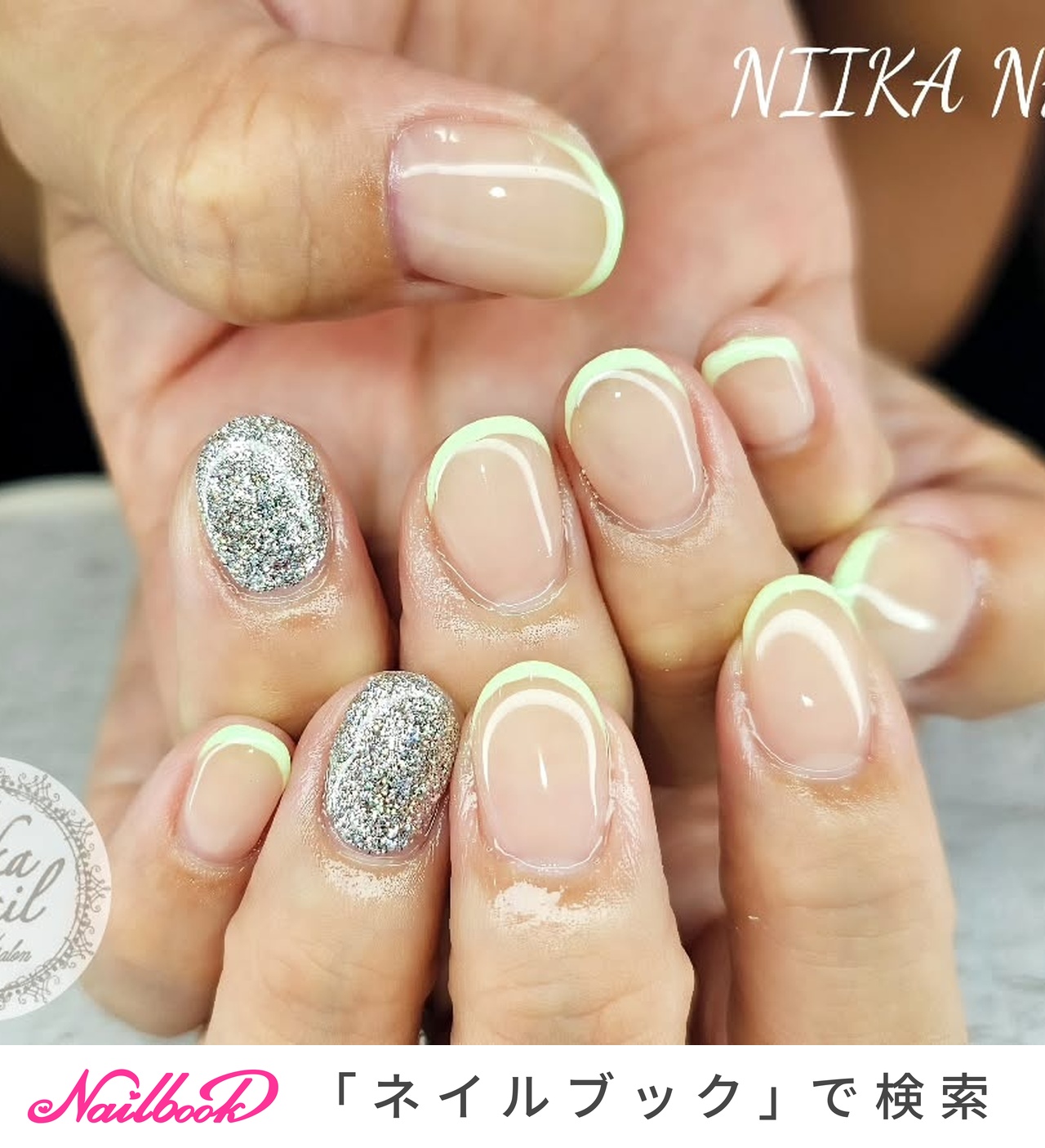 パステルグリーンネイルのネイルデザイン｜ネイルブック