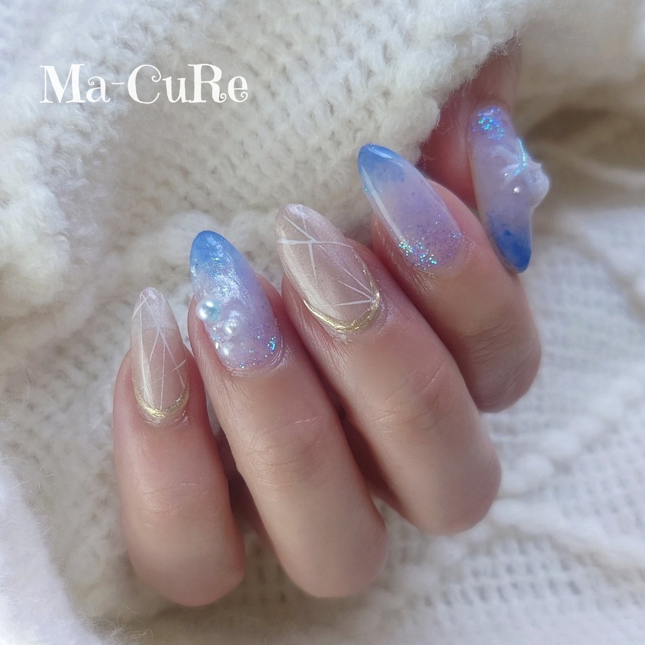 春/海/リゾート/ハンド/グラデーション - 𝑴𝒂-𝑪𝒖𝑹𝒆（ﾏｰｷｭｱ）の