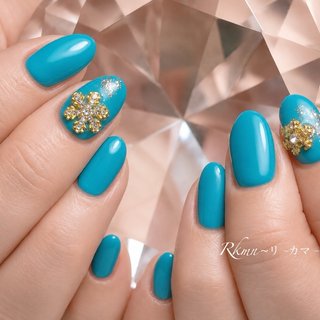 雪の結晶/水色のネイルデザイン｜ネイルブック