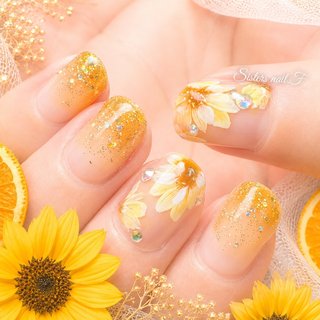 ニュアンス/ひまわりのネイルデザイン｜ネイルブック