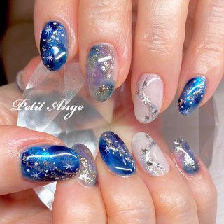 星/マグネット/ネイビーのネイルデザイン｜ネイルブック