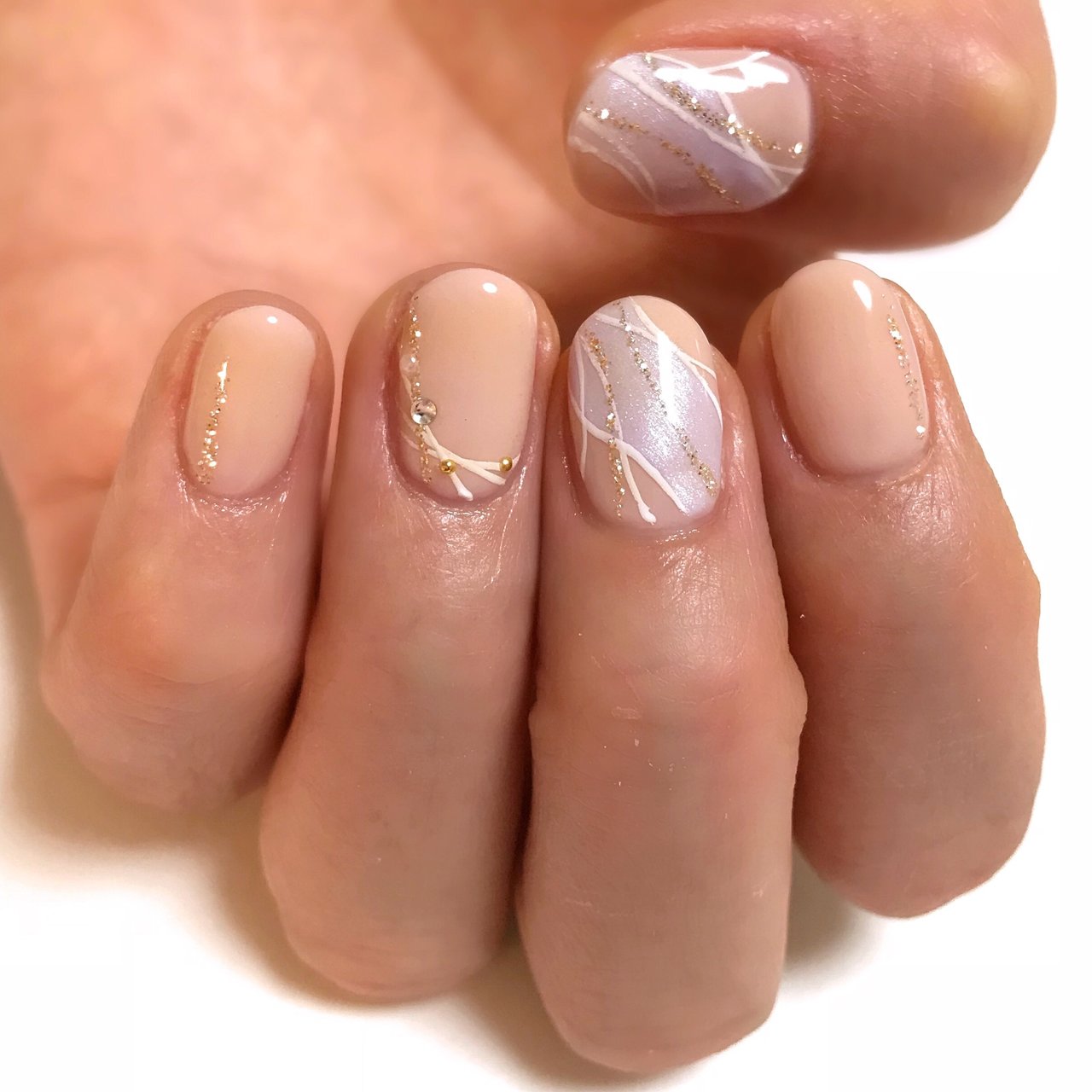 ハンド シンプル ワンカラー ショート ベージュ Nailsalonbrillerの