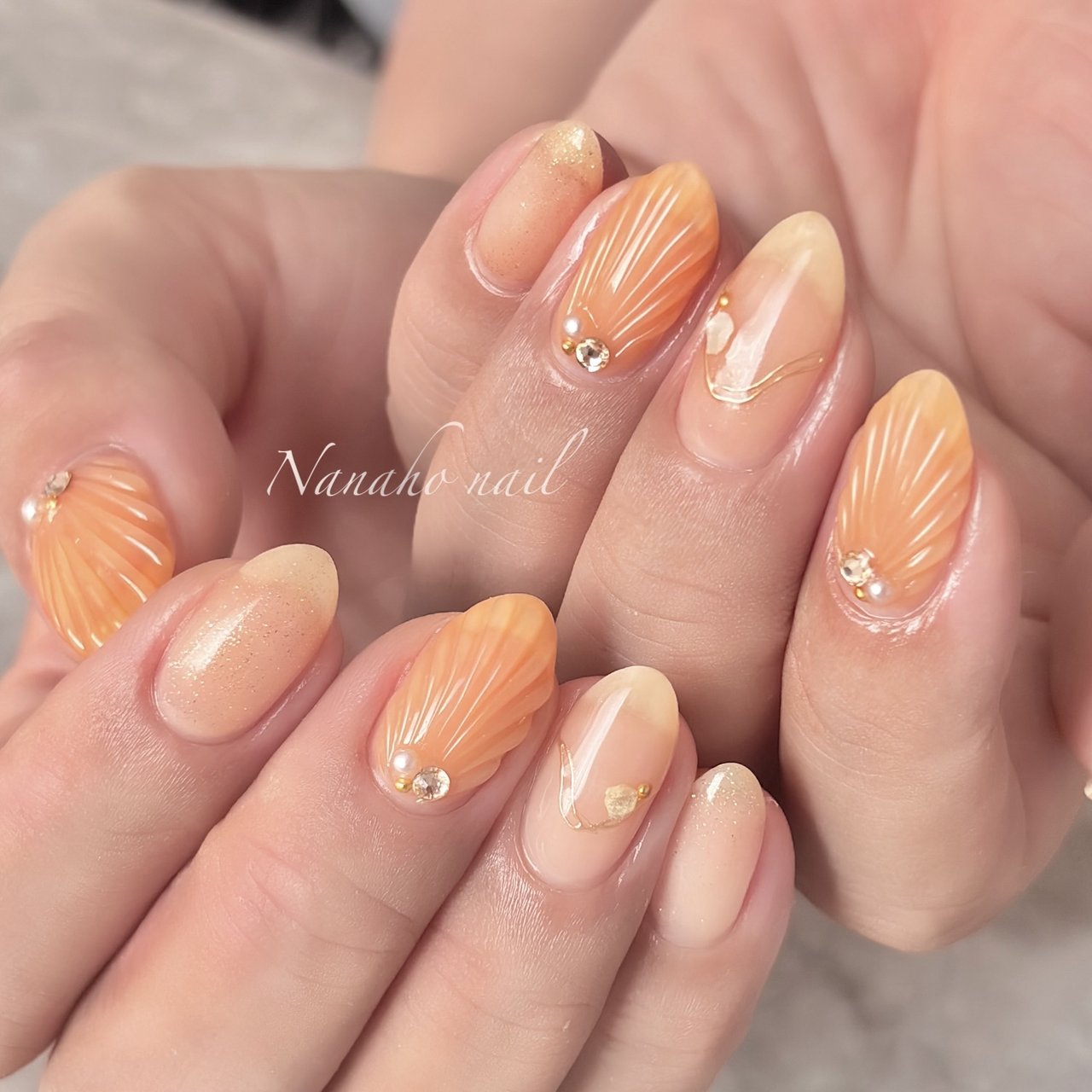 夏/ハンド/マーメイド/ミディアム/オーバル - Nanaho☆nail(大阪府八尾