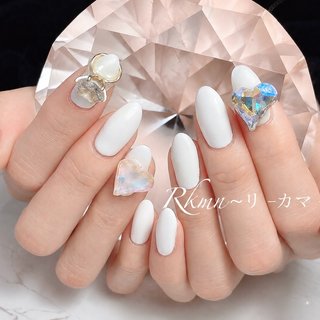 【着画あり】ハンドメイド　シンプルネイル　リングネイル　ハートネイル　大人キレイ ハート/リングのネイルデザイン｜ネイルブック