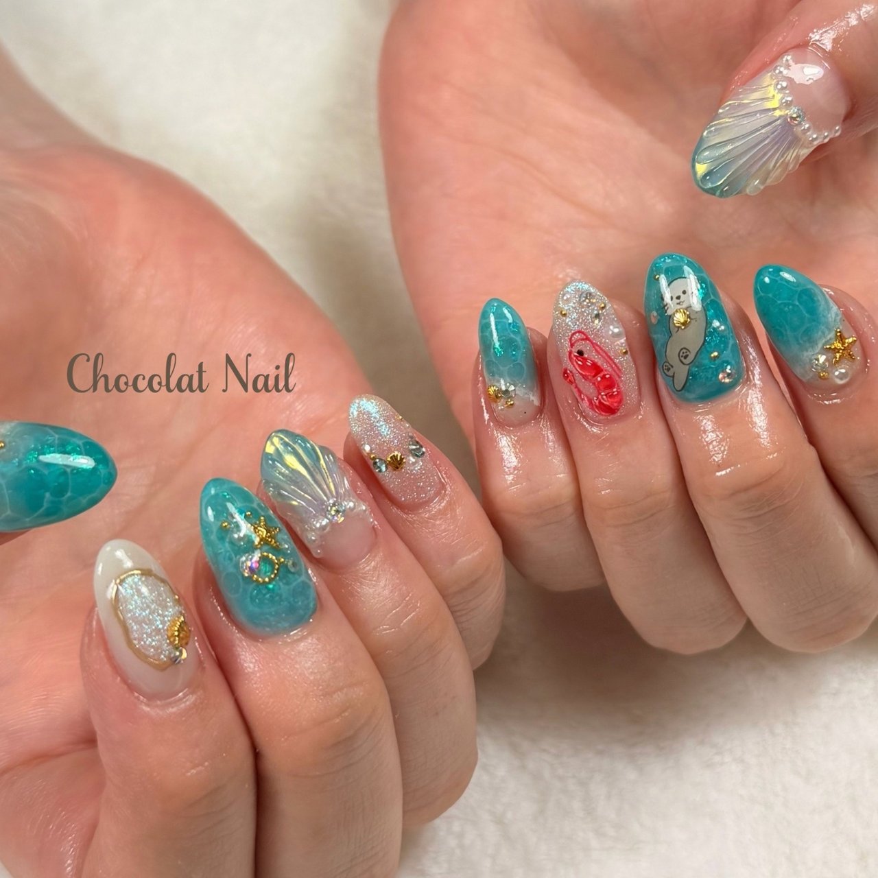 夏/ハンド/ジェルネイル - Chocolat Nail/大阪堀江のネイルデザイン[No