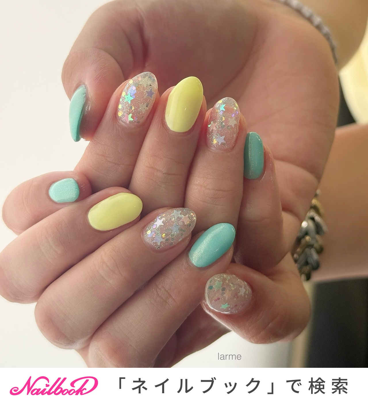 サイズオーダー　ネイルチップ　夏　ホログラム　緑　マグネット　グリーン　クリア サイズオーダー ネイルチップ 夏 ホログラム 緑 マグネット グリーン