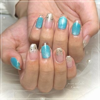 ラメ/マグネット/ターコイズのネイルデザイン｜ネイルブック
