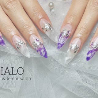 マーブル/ロング/パープルのネイルデザイン｜ネイルブック