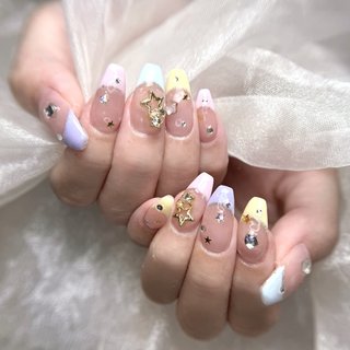 春/フレンチ/千鳥柄/リボン/ワンホン - かおるのネイルデザイン[No