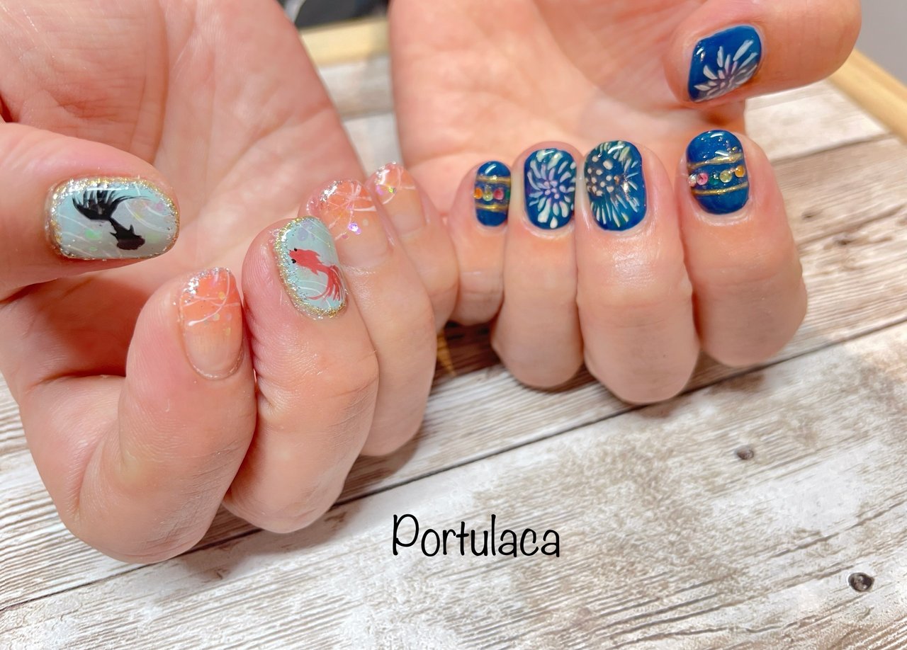 夏/浴衣/水彩/ビジュー/ニュアンス - ❇︎Portulaca❇︎ 愛能知加子の
