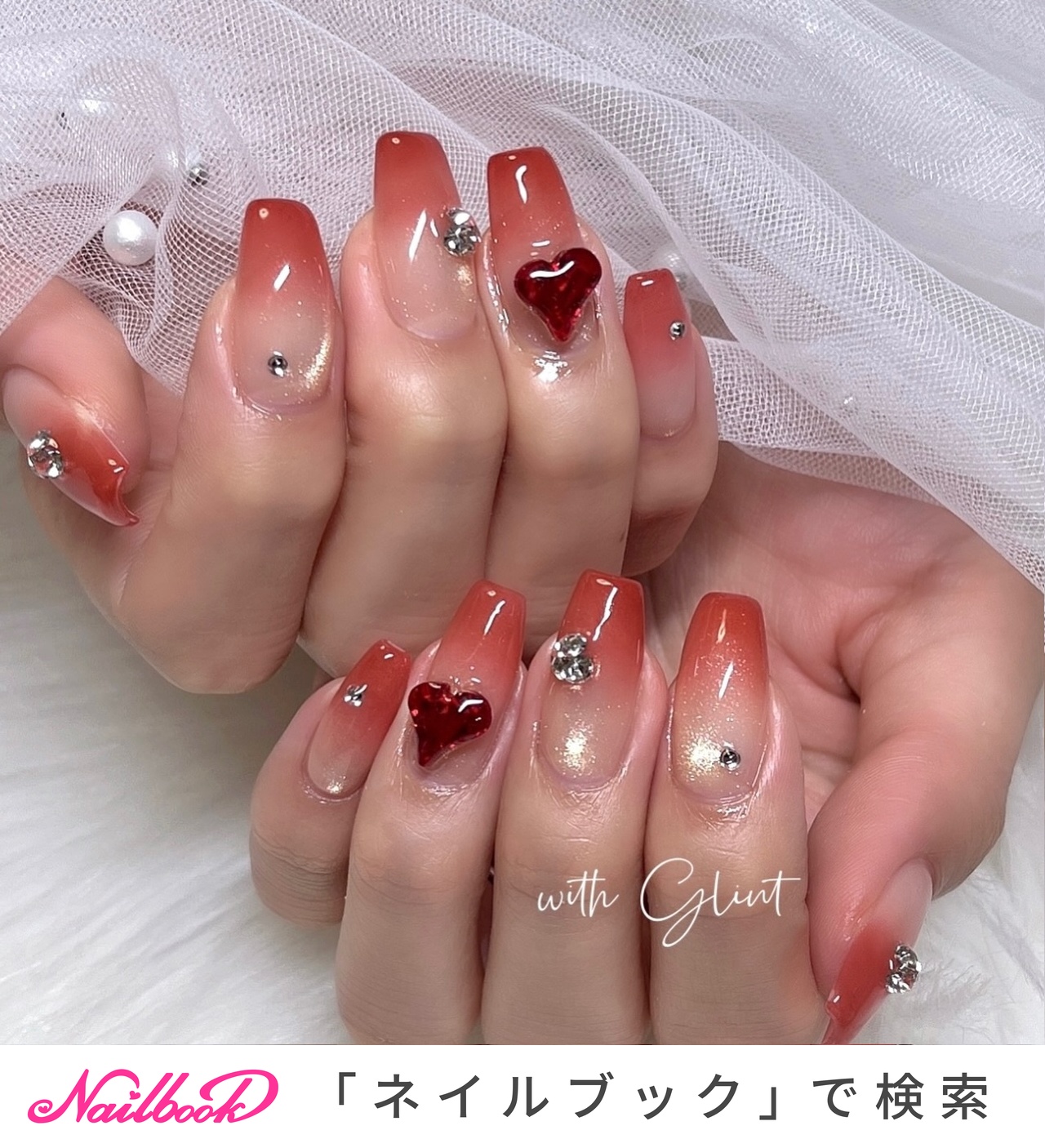 レッド(赤)/ワンホンネイルのネイルデザイン｜ネイルブック