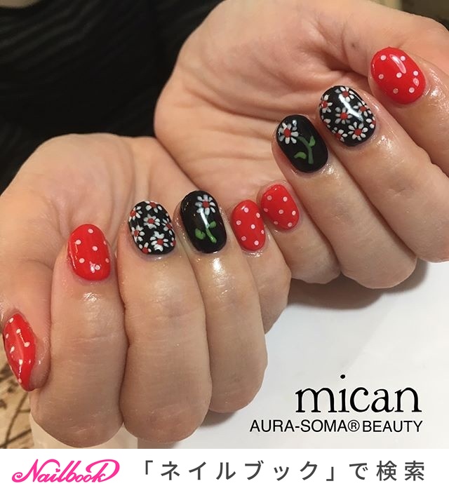 オールシーズン ハンド レッド ブラック お客様 Micanミカンのネイルデザイン No ネイルブック