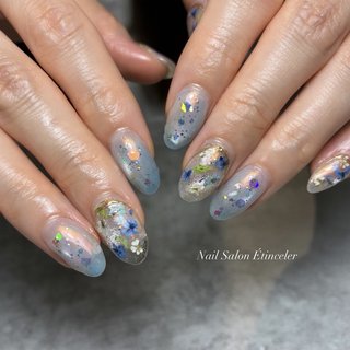 ミラー/押し花のネイルデザイン｜ネイルブック