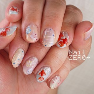 レッド(赤)/金魚のネイルデザイン｜ネイルブック