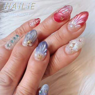 シェル(貝殻)/マグネットのネイルデザイン｜ネイルブック