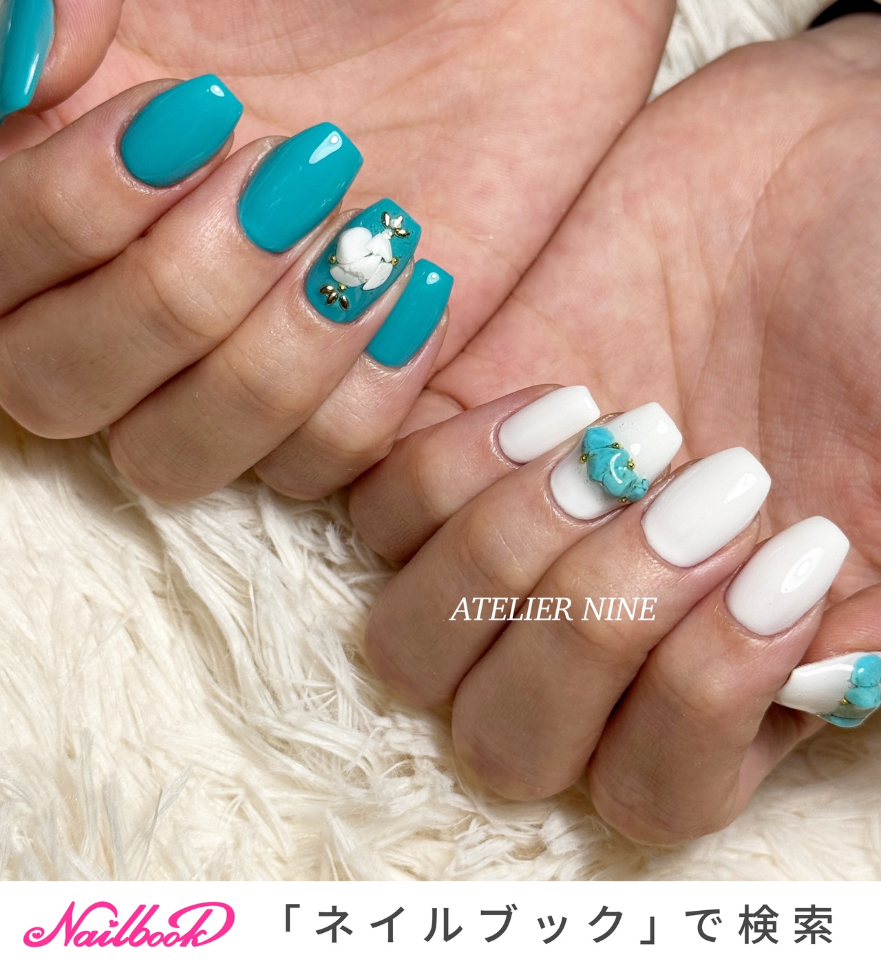 専用 ネイルデザイン ワンカラー/ターコイズ - ATELIER NINEのネイルデザイン[No.10047080