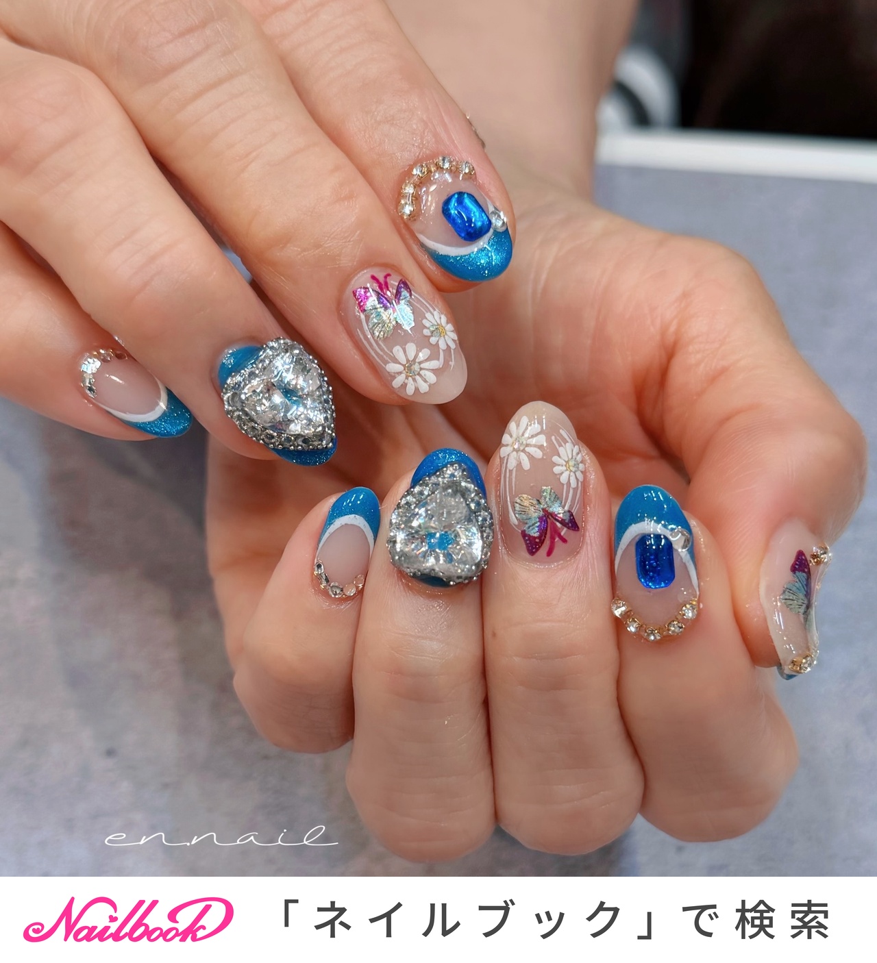 【sample】オーダーネイルチップ 推し活 付け爪 つけ爪 青 水色 量産系 推し活ネイル 青 sample オーダーネイルチップ 推し活 付け爪 つけ爪