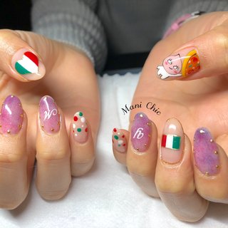 ハート 国旗 イタリアネイルのネイルデザイン ネイルブック