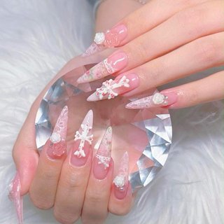 フラワー/ネイルチップ/#韓国ネイルのネイルデザイン｜ネイルブック