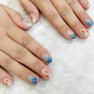 夏/七夕/浴衣/シースルー/水滴 - happy_nailのネイルデザイン[No